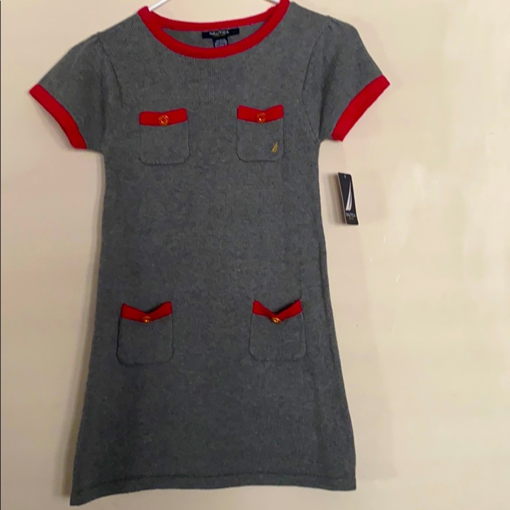 Shirt sleeve grey and pink  sweater dress